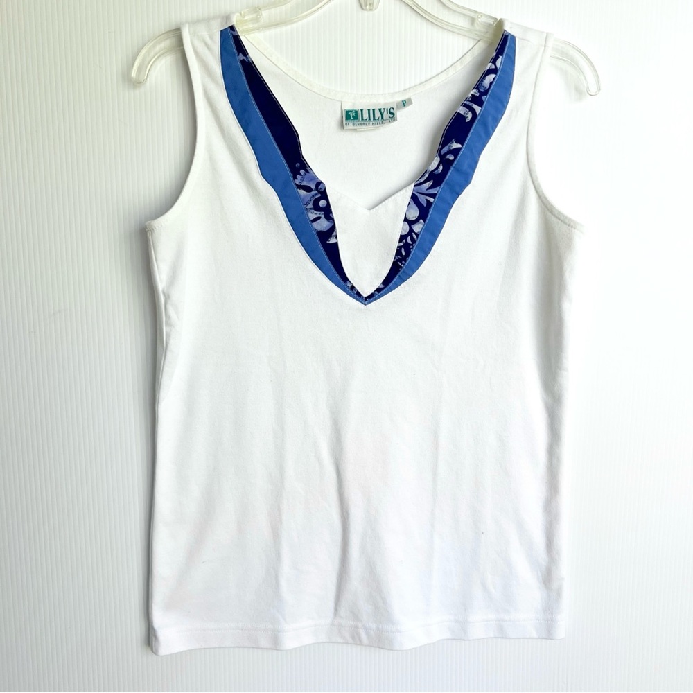 Vintage 80s Lily’s Of Beverly Hills Blue Appliqué Tank Top